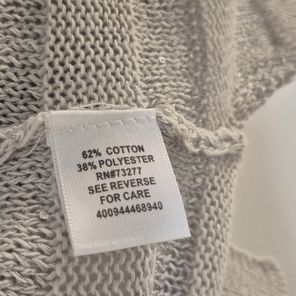 Elle Women's Light Gray Striped Crewneck Sweater - Picture 4 of 5